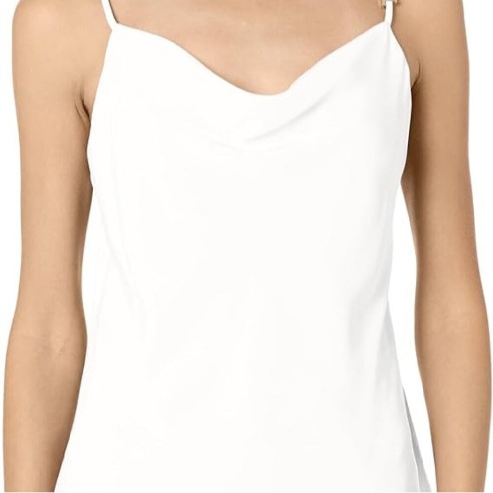 Karl Lagerfeld Paris Womens Karl Charm Cowl Neck Camisole White Size L Defected - Picture 2 of 7